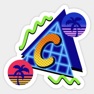 Initial Letter C - 80s Synth Sticker